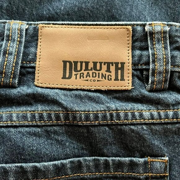 Duluth Trading Co Mens Dark Wash Denim Heavy Cotton Workwear Blue Jeans-44”x32” - Picture 4 of 12